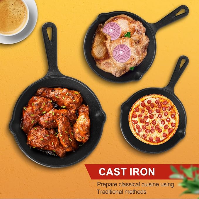Pre-Seasoned Cast Iron Skillet Set - Image 5