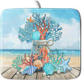 Coastal Coral Dish Drying Mat 16x18 inch Starfish Shell Fast Dry Microfiber by Giwawa