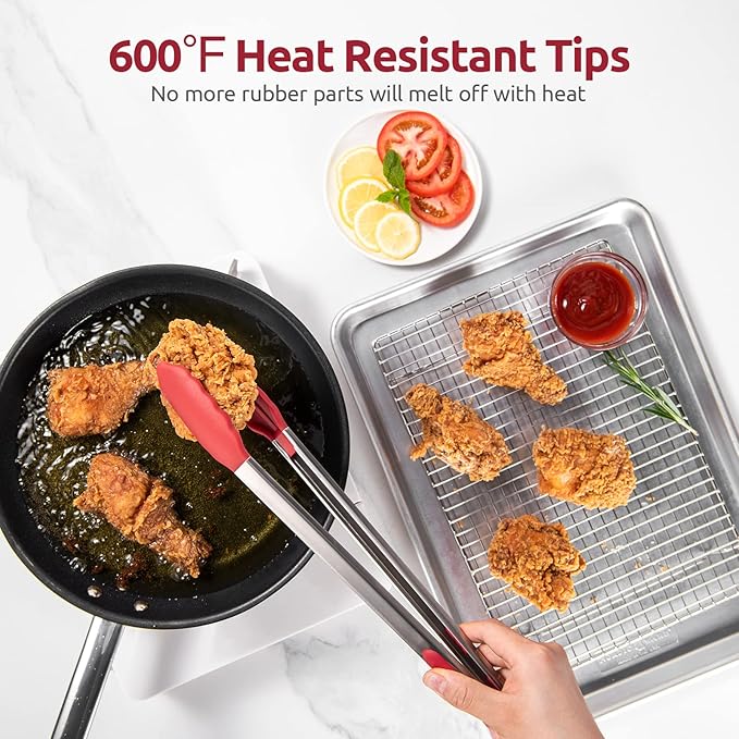 600ºF Heat Resistant Kitchen Tongs: U-Taste 16 inch Extra Long Large Silicone - Image 3