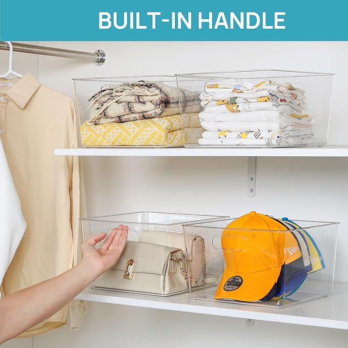 Vtopmart 10 Pack Extra Large Clear Plastic Storage Bins, 11x11 Cube Acrylic - Image 4