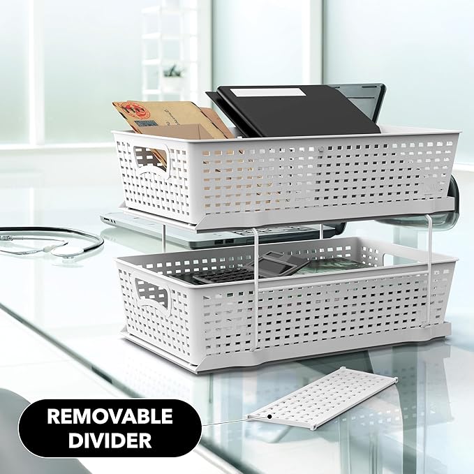 Simple Houseware 2 Tier Bathroom Organizer Tray Pull-Out Sliding Drawer - Image 9