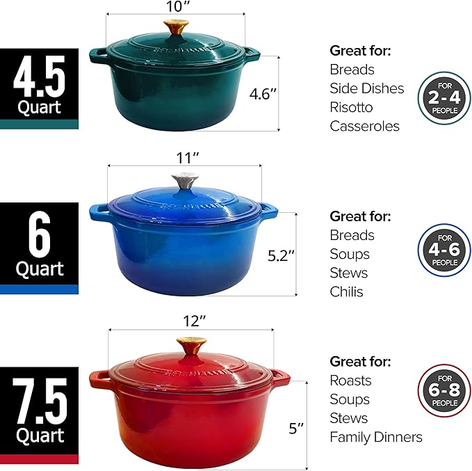 MUELLER HOME 4.5 QT Enameled Cast Iron Dutch Oven, Heavy-Duty Casserole Dish - Image 7