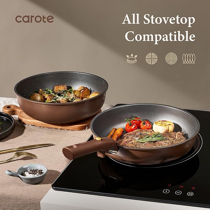 CAROTE 21pcs Pots and Pans Set, Nonstick Cookware Set Detachable Handle - Image 8