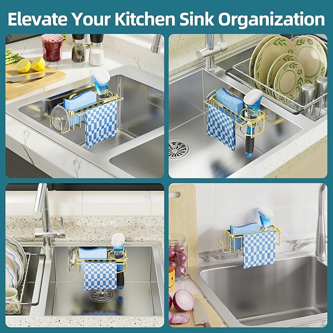 TAILI 4-in-1 Sink Caddy with Strong Suction Cup, Sponge Holder - Image 7