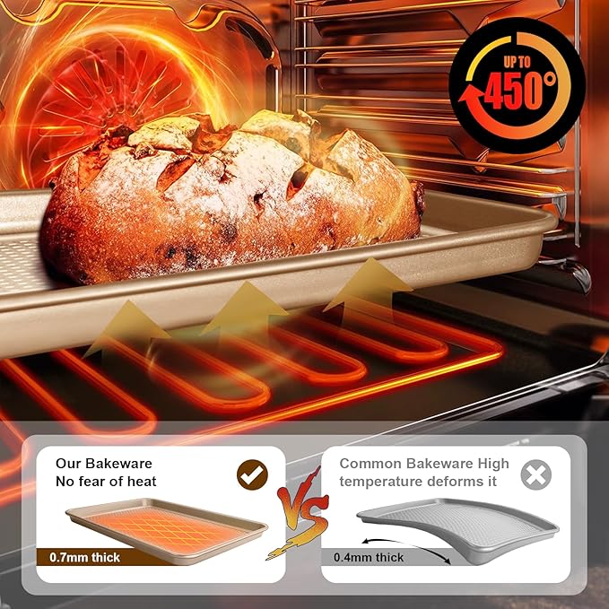 Wildone 2 Pack Half Sheet Baking Pans, Honeycomb Embossed Nonstick Baking Sheet - Image 5