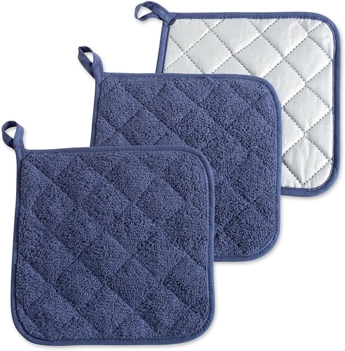 DII Basic Terry Collection Quilted 100% Cotton, French Blue, 3 Piece by DII