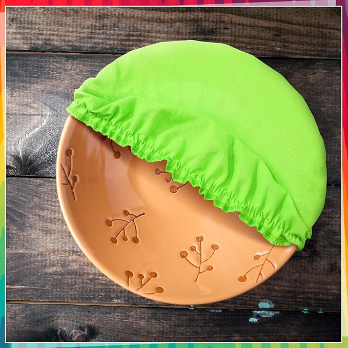 Patelai 10 Pcs Bowl Covers Reusable in 5 Size Stretch Cloth Fabric Elastic Food - Image 4
