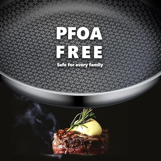 OATOFP Non Stick Frying Pans 12 inch, Hybrid Frying Skillets Nonstick, non - Image 3