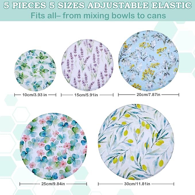 5-Size Reusable Beeswax Bowl Covers - Image 2