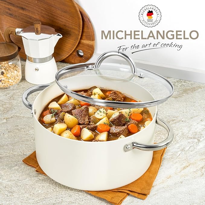 MICHELANGELO Stock Pot with Lid, 6 Quart Soup Pot with Lid - Image 6