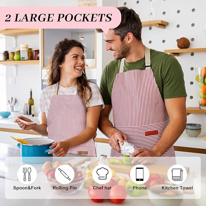 2Pack Adjustable Kitchen Apron for Women Men - Image 4