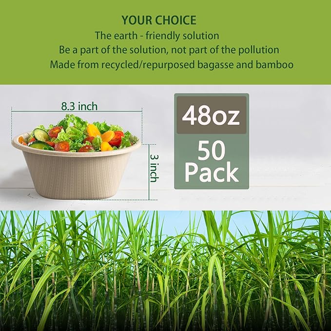Homestockplus 32 Oz Deep Disposable Bowl, Paper Bowls Disposable Heavy Duty - Image 2