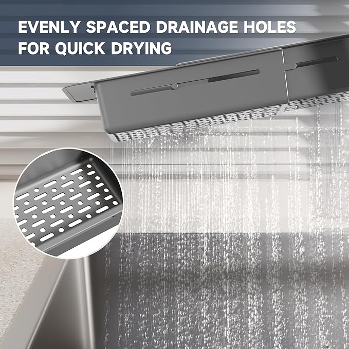 NiHome Extendable Sink Kitchen Organizer, Extra Long Telescopic Brush Storage - Image 8