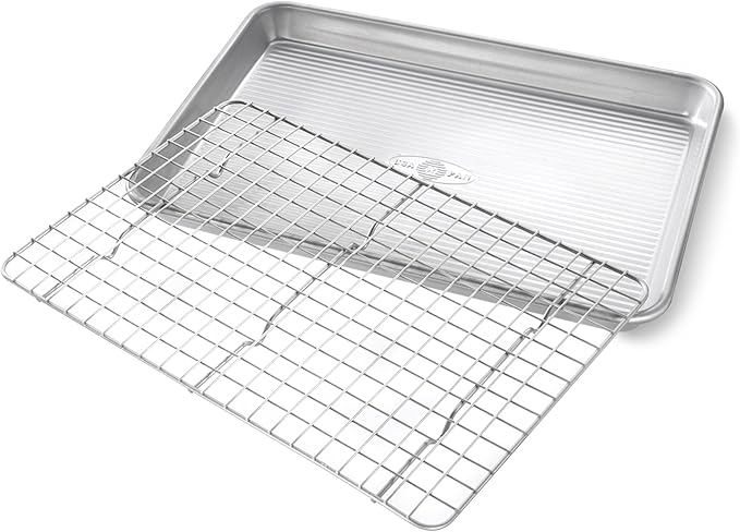 USA Pan Bakeware Quarter Sheet Baking Pan and Bakeable Nonstick Cooling Rack Set - Image 2