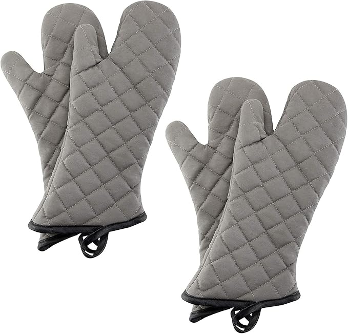 ARCLIBER Oven Mitts 2 Pairs of Quilted Terry Cloth Cotton Lining, Extra Long by ARCLIBER