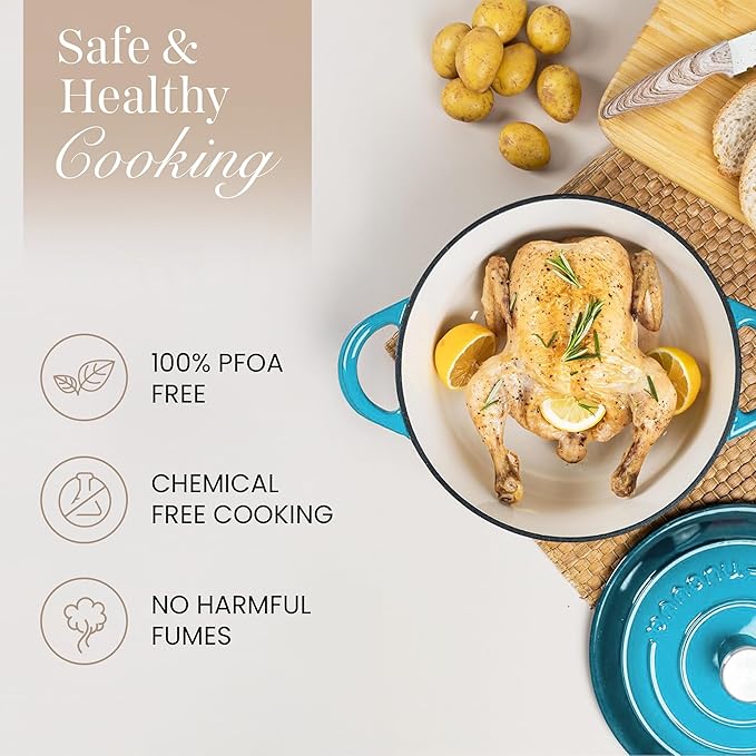 Cast Iron Pot with Lid – Non-Stick Ovenproof Enamelled Casserole Pot, Oven Safe - Image 4