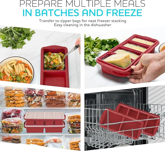 Silicone Freezer Tray With Lid-Soup Freezer Container molds-Large Ice Cube Tray - Image 2