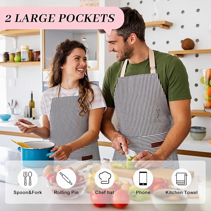 2Pack Adjustable Kitchen Apron for Women Men - Image 4