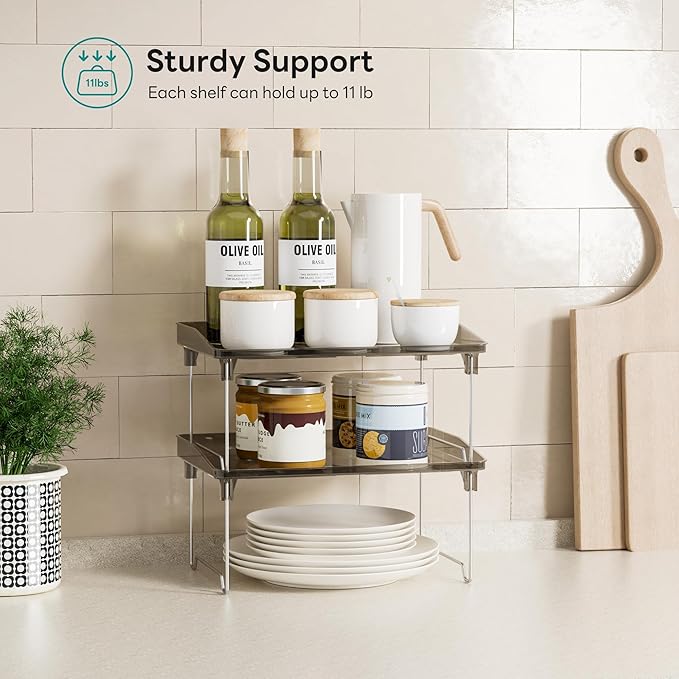 STARLATTA 2 Pcs Cabinet Organizer Shelf，Stackable Kitchen Counter Shelves - Image 5