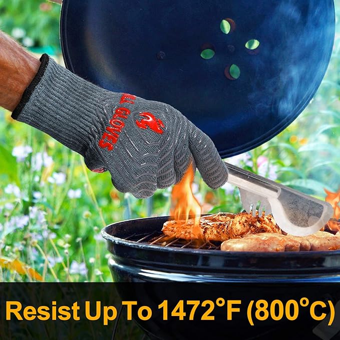 QUWIN BBQ Gloves, Oven Gloves 1472℉ Extreme Heat Resistant, Grilling Gloves - Image 2