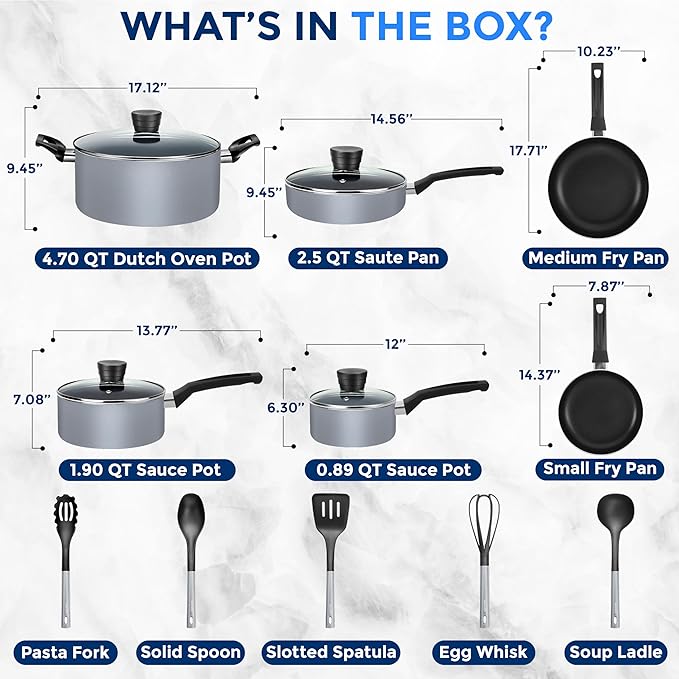 SereneLife Kitchenware Pots & Pans Basic Kitchen Cookware, Heat Resistang - Image 3