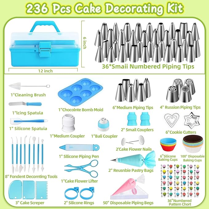 Suuker Cake Decorating Tools Supplies Kit, 236 Pieces Baking Accessories - Image 7