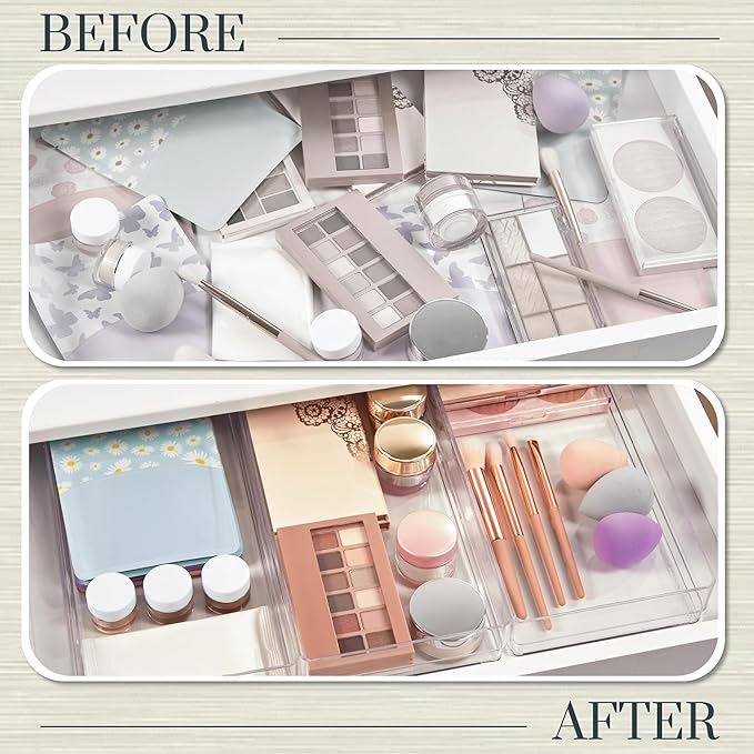 STORi SimpleSort 3-Piece Stackable Clear Drawer Organizer Set | 12" x 6" x 2" - Image 6