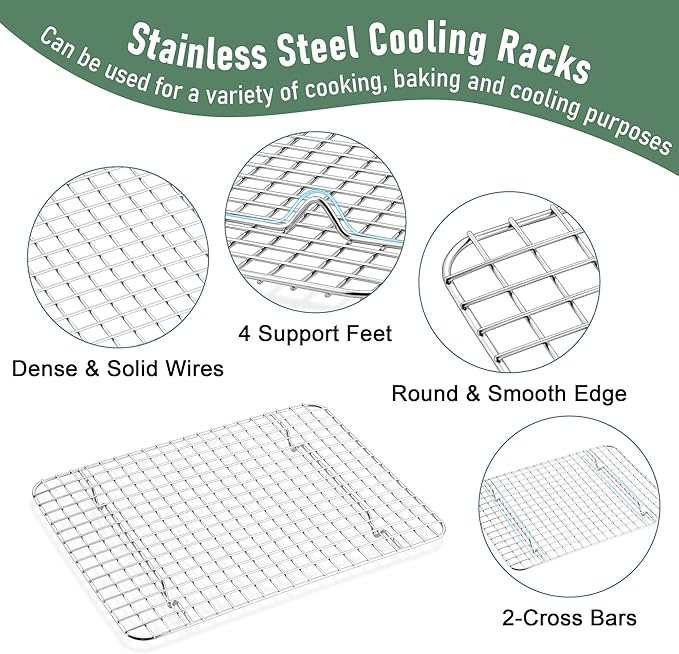 Homikit Quarter Sheet Pan with Wire Rack Set, Stainless Steel Baking Tray with - Image 4