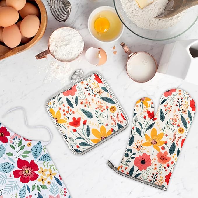 5 Pcs Kitchen Stuff Accessories, Kitchen Oven Mitts and Pot Holders Sets - Image 6