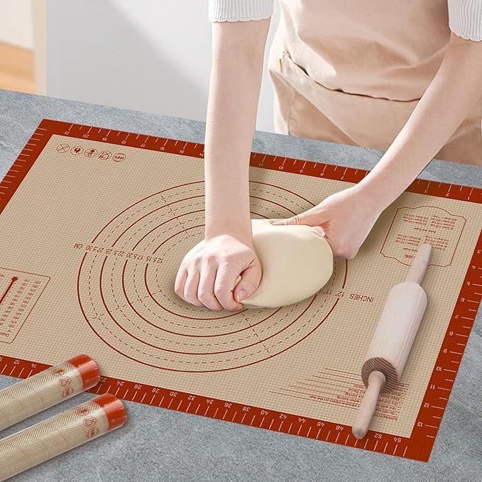 Pastry Mat, 0.7mm Extra Thick 26 x 16 Inches Large Non Stick Silicone Baking Pad by Dwavele