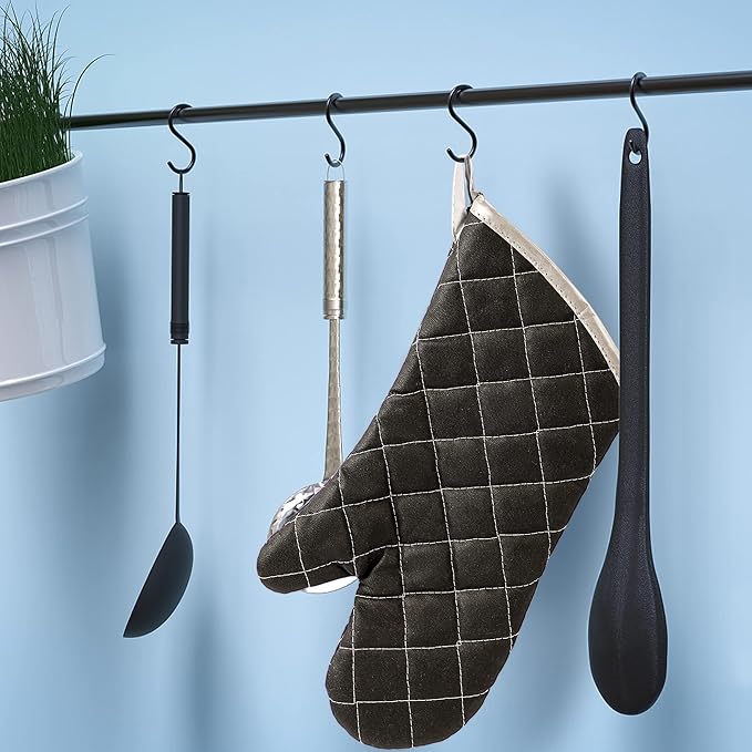 ARCLIBER Oven Mitts Heat Fire Resistant Oven Mitts 425 ° F, Quilted Terry Cloth - Image 6