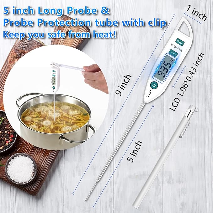 BOMATA 6 Pack Waterproof IPX7 Meat Thermometer Instant Read Food Thermometer - Image 4