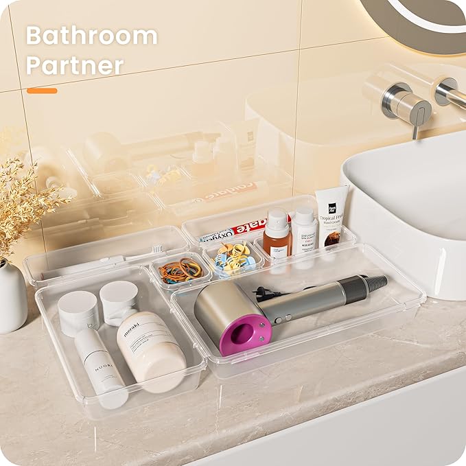A-LuGei 【46PCS & 5Sizes Clear Drawer Organizer, 【Hold 277 Items】 Makeup - Image 7