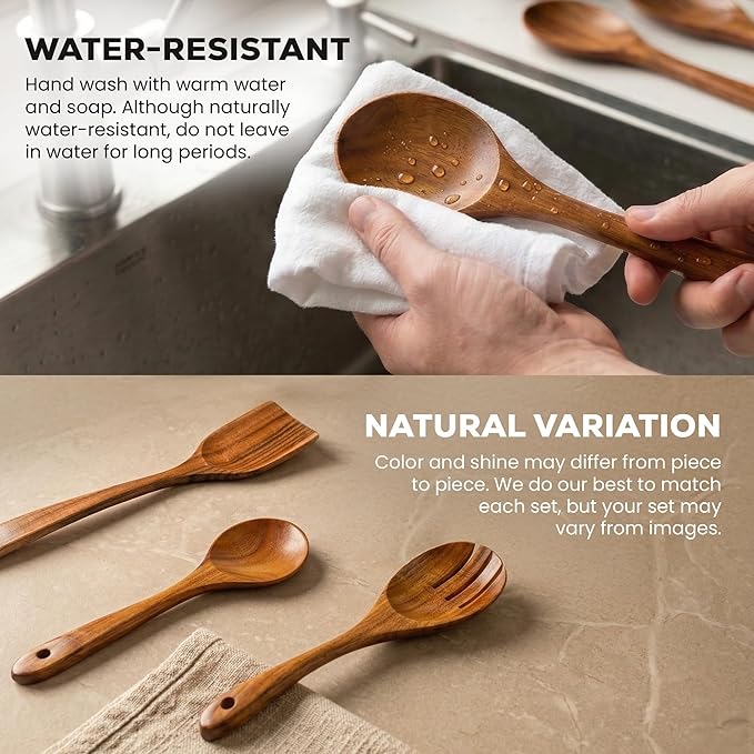 Zulay Kitchen 6 Piece Wooden Spoons - Image 5