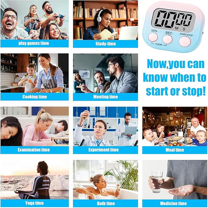 4 Pack Digital Timers, Timer for Kids, Magnetic Back and ON/Off Switch - Image 3