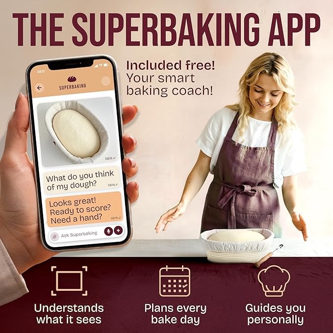 Superbaking 10" Oval Banneton Bread Proofing Basket – Sourdough Starter Kit - Image 3