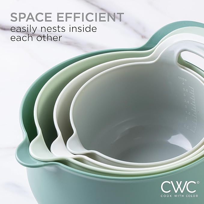 COOK WITH COLOR Nesting Plastic Mixing Bowl Set with Pour Spouts and Handles - Image 7