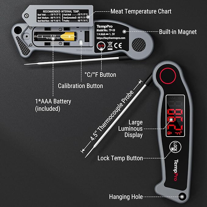 TempPro TP19 Waterproof Digital Meat Thermometer - Image 7