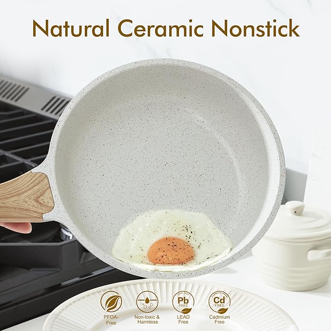 SENSARTE Nonstick Ceramic Frying Pan Skillet, 8-Inch Omelet Pan, Healthy Non - Image 2