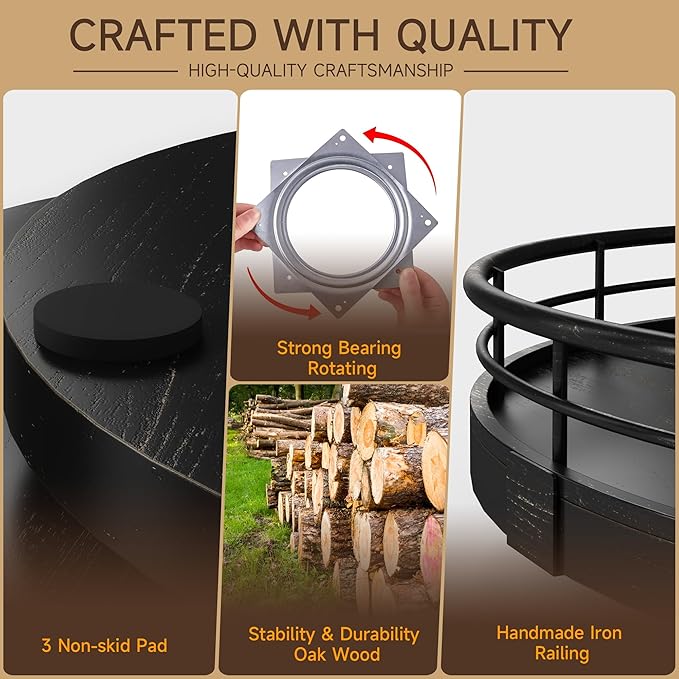 10" Oak Bathroom Vanity Tray Turntable - Image 4