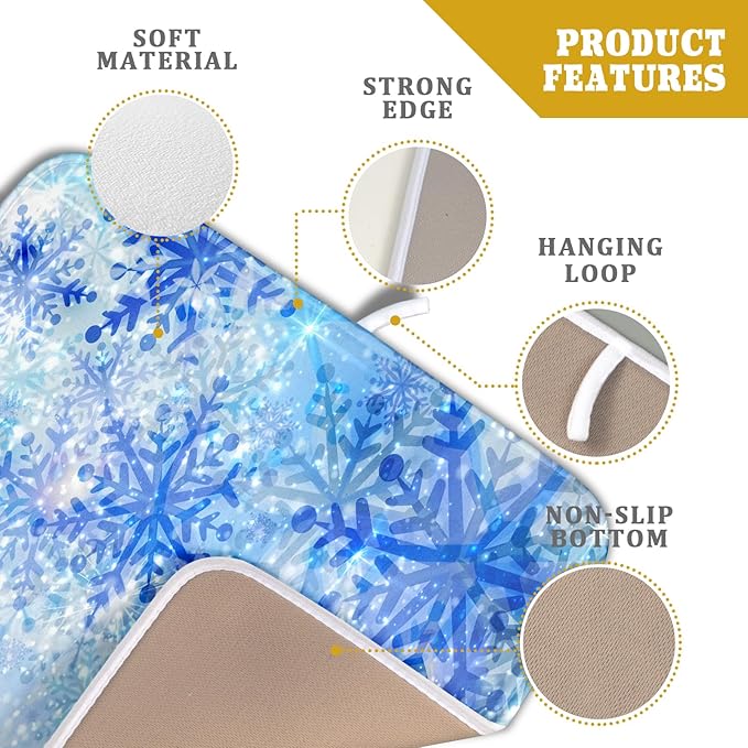 Giwawa 16"x18" Winter Blue Snowflakes Dish Drying Mat Christmas Snow Falling - Image 4