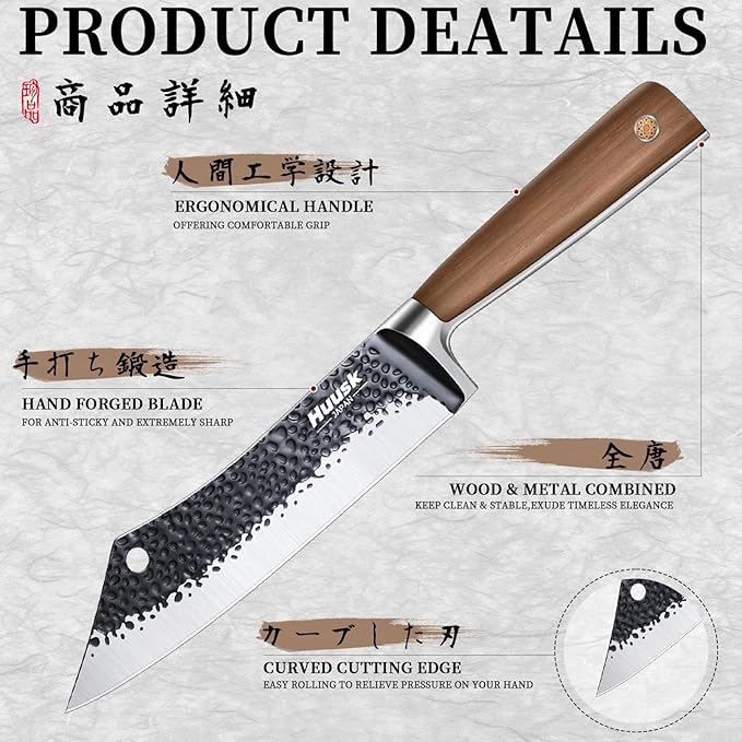 Huusk Grilling Gifts for Men Meat Cleaver Butcher Knife Hand Forged High Carbon - Image 4