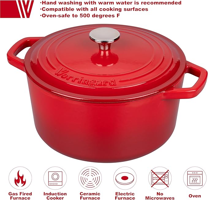 VORRINGARD Enameled Cast Iron Dutch Oven Pot - Image 3