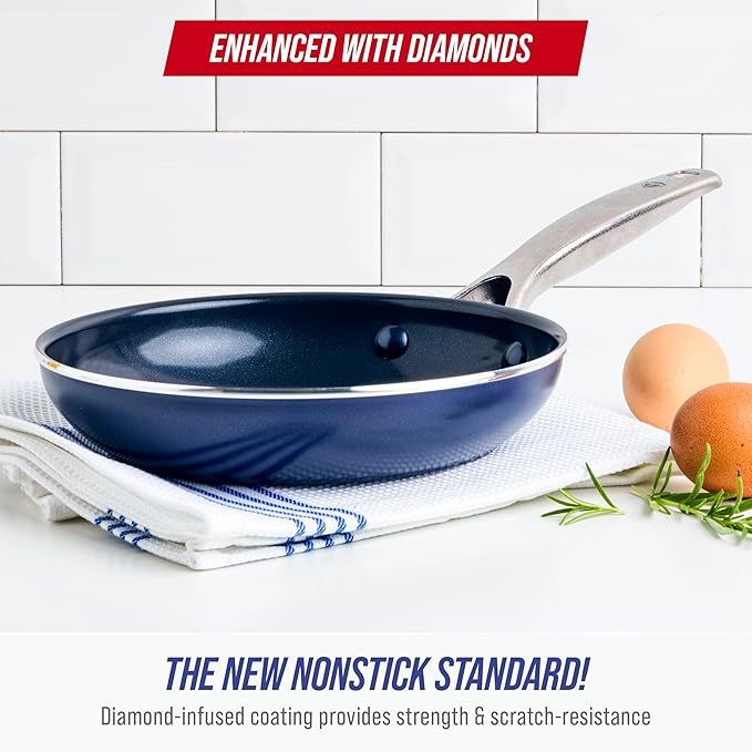 Blue Diamond 8" Nonstick Frying Pan Skillet, Diamond Infused PFAS-Free Ceramic - Image 2