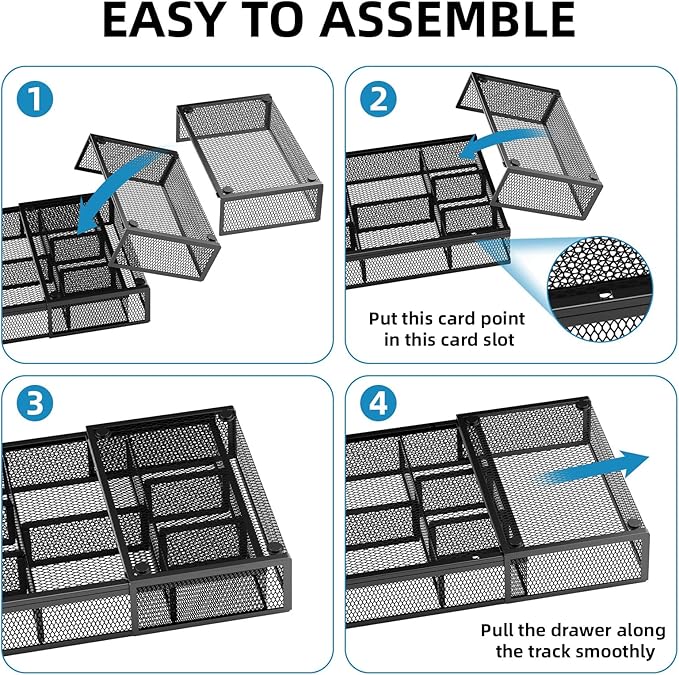 Marbrasse Expandable Desk Drawer Organizer, Mesh Drawer Organizer Tray - Image 7