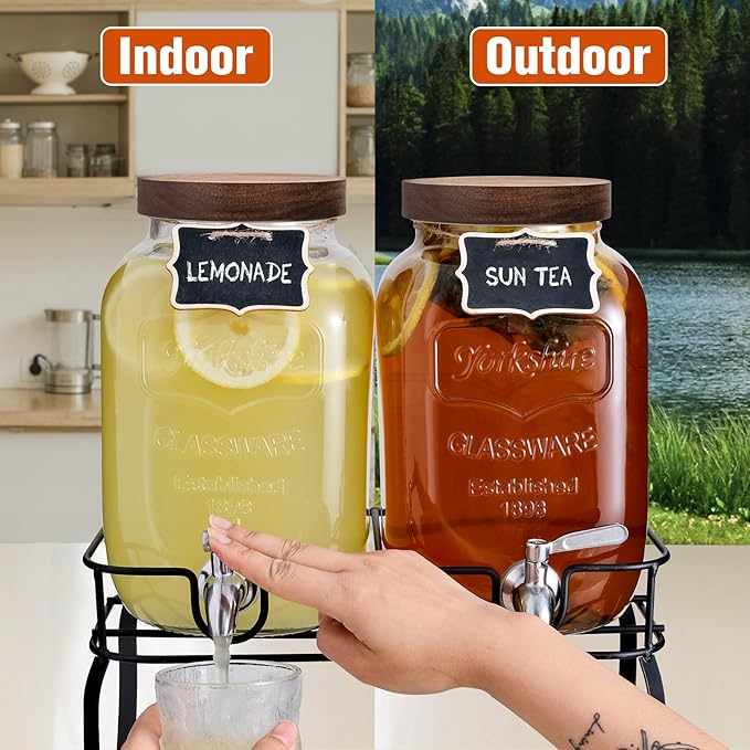 mustry Glass Drink Dispenser for Parties, 1 Gallon Beverage Dispenser - Image 8
