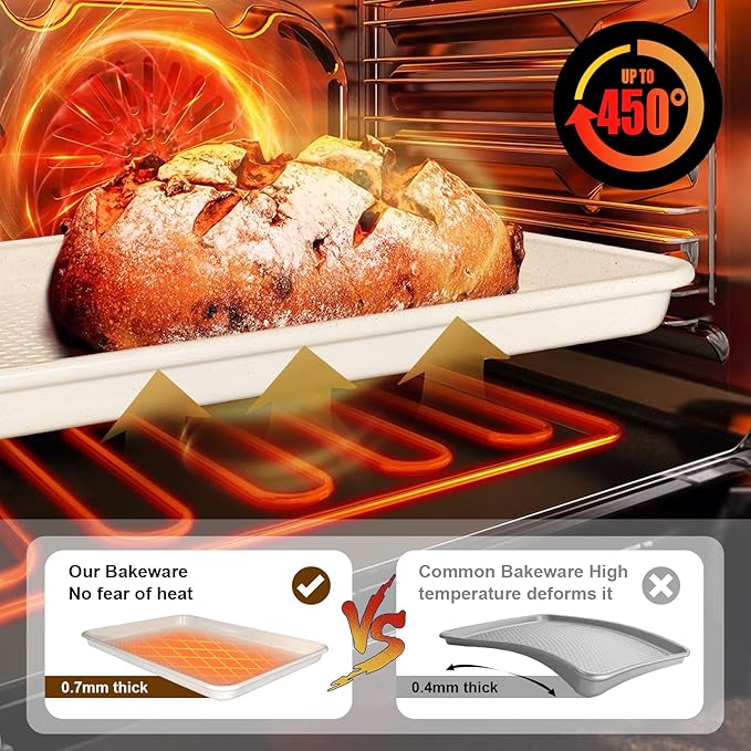 Wildone 2 Pack Half Sheet Baking Pans, Honeycomb Embossed Nonstick Baking Sheet - Image 5