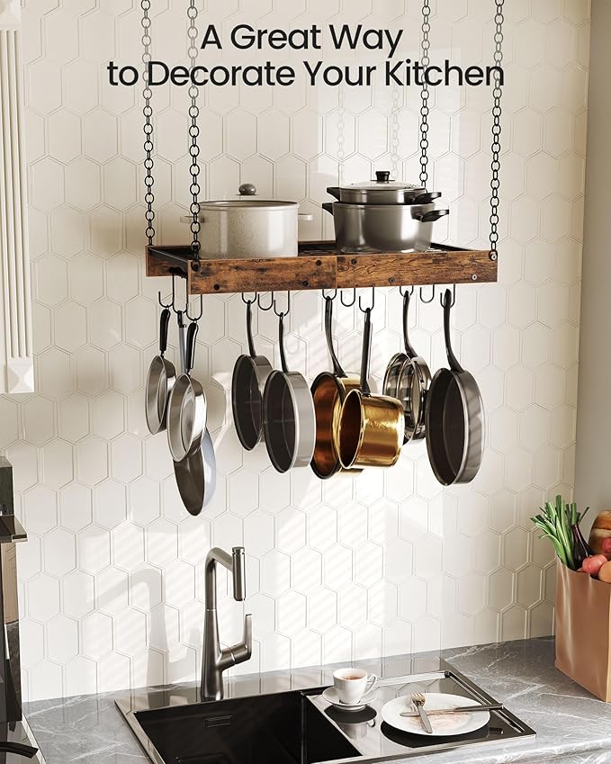 CHOEZON Hanging Pot Rack, Vintage Pot Hangers - Image 4