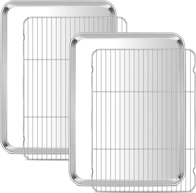 E-far Large Baking Sheet with Wire Rack, 20 x 14 Inch Stainless Steel Cookie by E-far