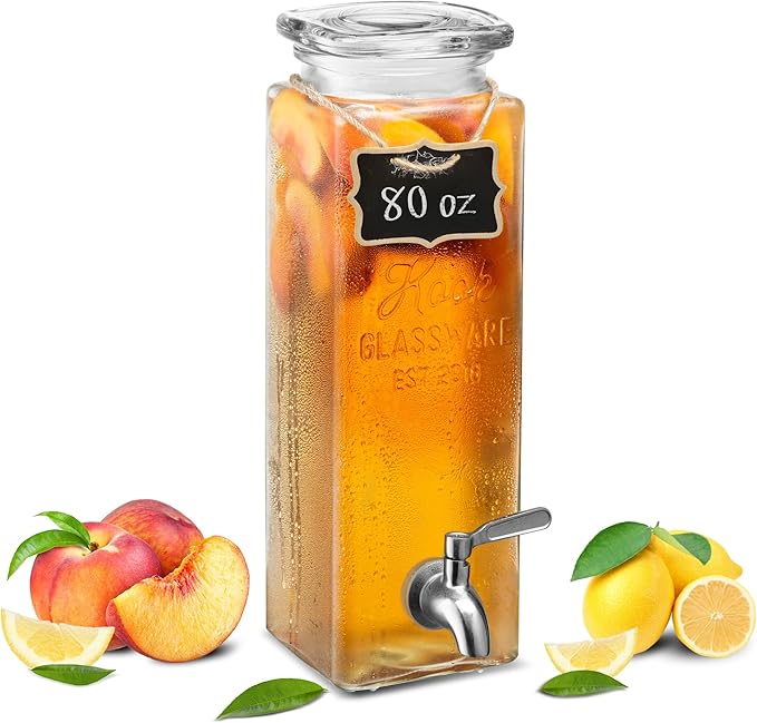 Kook Drink Dispenser, 80 oz, Water Dispenser Countertop, Glass Drink Dispenser by Kook